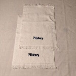 Pillsbury Blue White Kitchen Tea Towel Set of 2 - Light staining Noted - Vintage